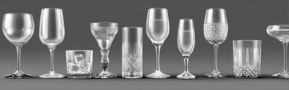 Variety of clear drinking glasses (1) - Powered by Adobe