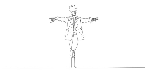 vector continuous line scarecrow to scare away birds