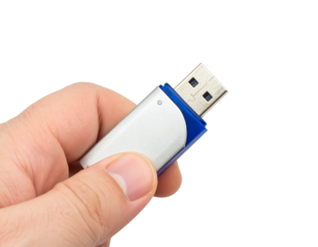 hand with usb flash drive