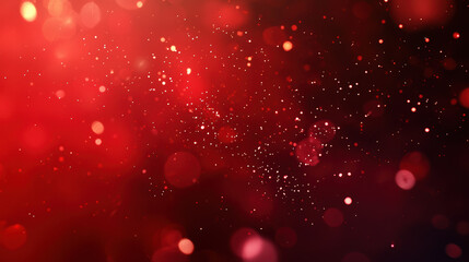 A red background with particles or elements randomly drifting in space. 