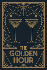 Elegant Art Deco Illustration of Cocktails for a Luxury Event