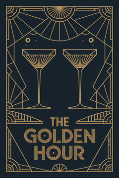 Elegant Art Deco Illustration of Cocktails for a Luxury Event