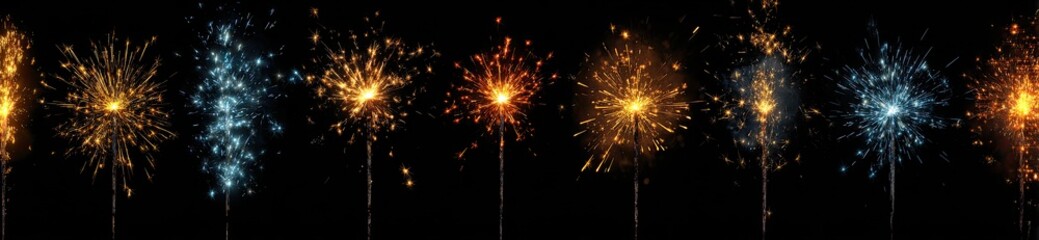 Fototapeta premium Sparkler fireworks display, various colors