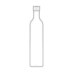 Minimalist line art of a glass bottle with stopper. Simple outline illustration, perfect for design, packaging, labels, icons, and decorative projects.