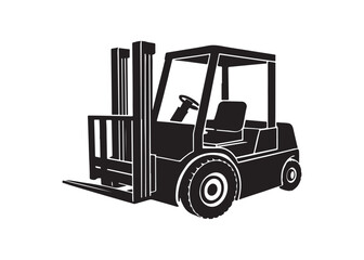 Forklift Truck Silhouette Industrial Warehouse Vehicle Vector.