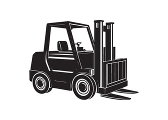 Forklift Truck Silhouette Industrial Warehouse Vehicle Vector.