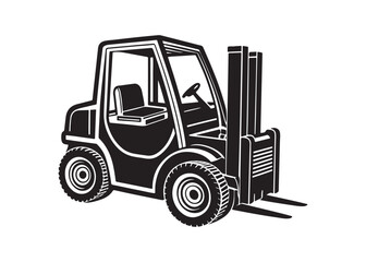Naklejka premium Warehouse Forklift Truck Vector Silhouette Black Icon Illustration.