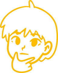 Cartoon illustration of a thoughtful child's head.