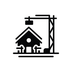 Black solid icon for housing project