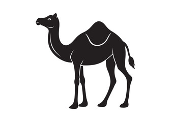 Camel Silhouette of Walking Animal Hand Drawn Art.