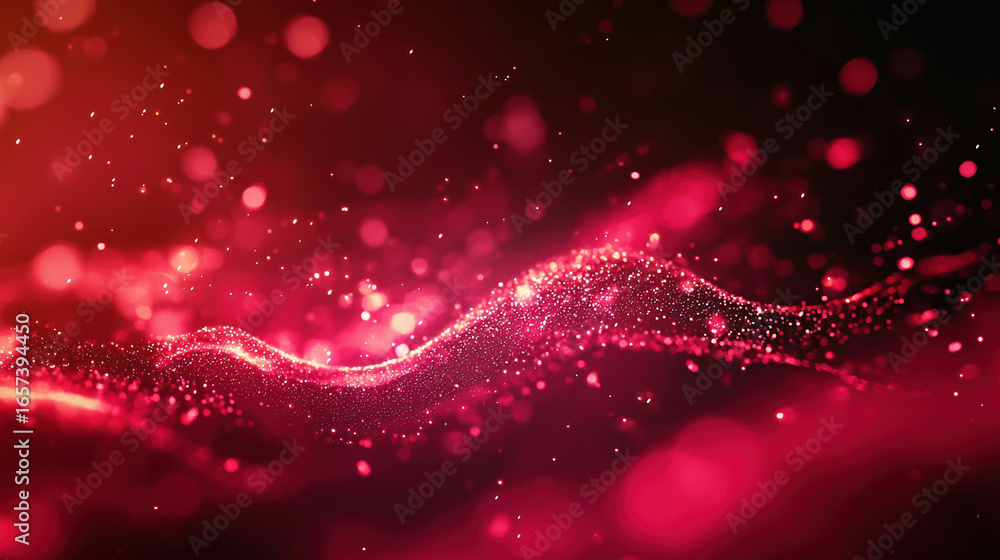 Wall mural a red background with particles or elements randomly drifting in space.