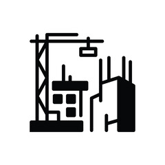 Black solid icon for building progress