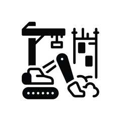 Obraz premium Black solid icon for construction site