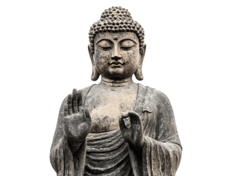 Buddha statue with serene expression in a classic meditative pose