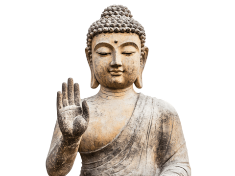 Buddha statue with serene expression in a classic meditative pose