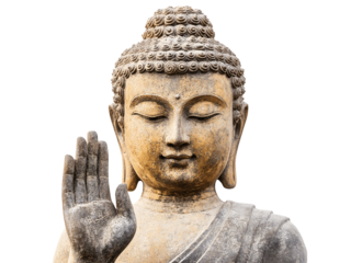 Buddha statue with serene expression in a classic meditative pose