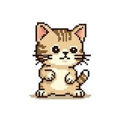 Obraz premium Pixel Art Kitten with Brown Stripes