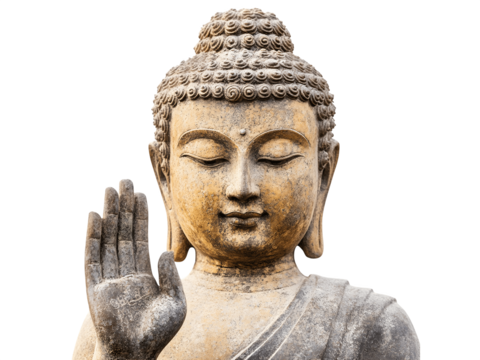 Buddha statue with serene expression in a classic meditative pose