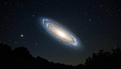 Spiral galaxy against a night sky