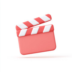 Fototapeta premium A red clapperboard on a pure white background