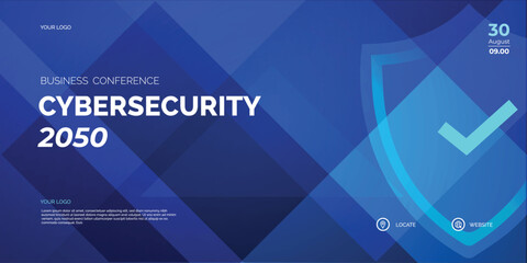 Modern Business conference Cyber security invitation poster template. Abstract geometric background with space for your text. Ideal for web banner, poster, flyer, social media