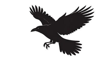 Obraz premium Silhouette of a flying crow