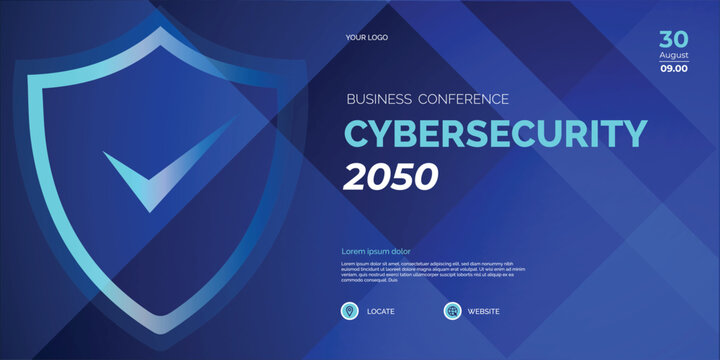 Modern Business conference Cyber security invitation poster template. Abstract geometric background with space for your text. Ideal for web banner, poster, flyer, social media