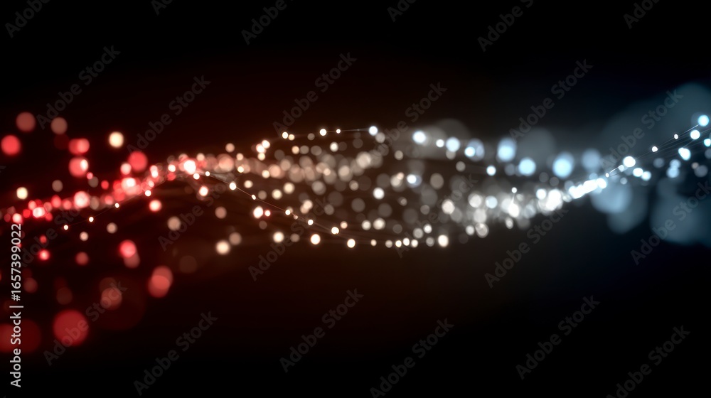 Aufkleber glowing abstract network of lights red transitioning to white against a dark background