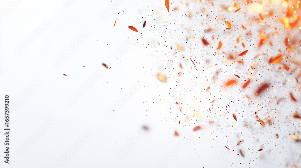 Sticker a white background with particles or elements randomly drifting in space.
