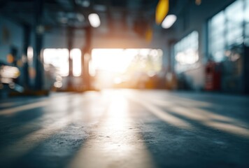 Fototapeta premium Brightly lit modern indoor space with large allowing natural sunlight to illuminate a spacious area with a polished floor and contemporary design elements