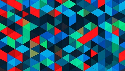 Abstract geometric pattern of overlapping triangles in vibrant colors