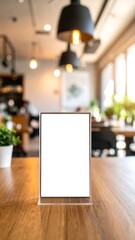 Blank Tabletop Sign, Cafe Interior