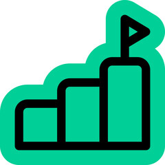 Bar Chart Podium with Flag for Goal Achievement