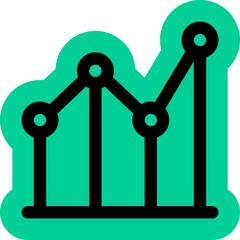 Green Line Chart with Data Points Icon