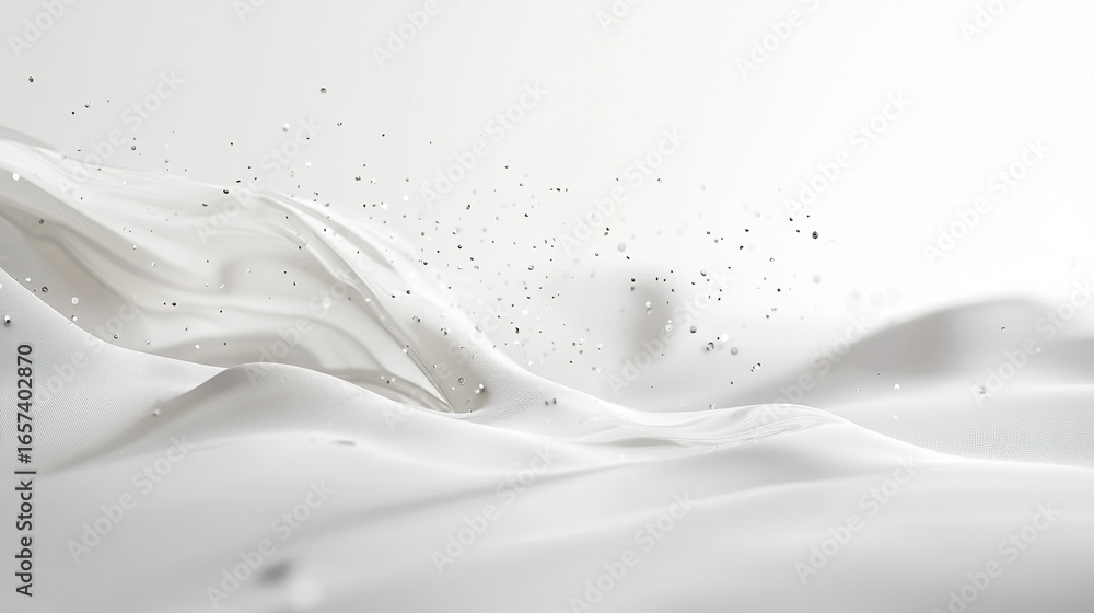 Sticker a white background with particles or elements randomly drifting in space.
