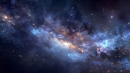 Vast cosmic nebula with luminous stars and glowing gas clouds in deep space