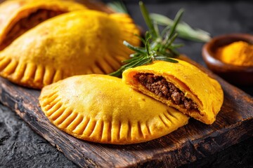 Jamaican Beef Patty. Delicious Carribean Meat Pie with Chili Curry Flavor