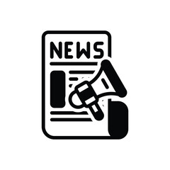 Black solid icon for press release