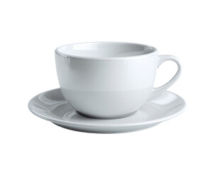 Obraz premium Elegant white coffee cup and saucer ready for your beverage