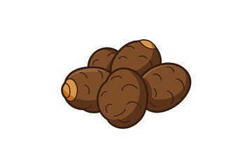 Pile of Smiling Brown Potatoes with Yellow Eyes on White Background