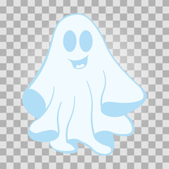 A simple ghost illustration for Halloween isolated on a transparent background, in a flat style. Vector.