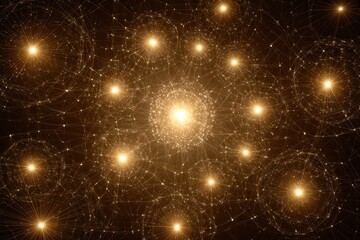 Fototapeta premium Bright Stars Connected by Lines in a Dark Cosmic Background