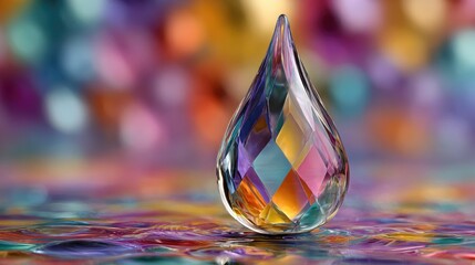Colorful,faceted water droplet