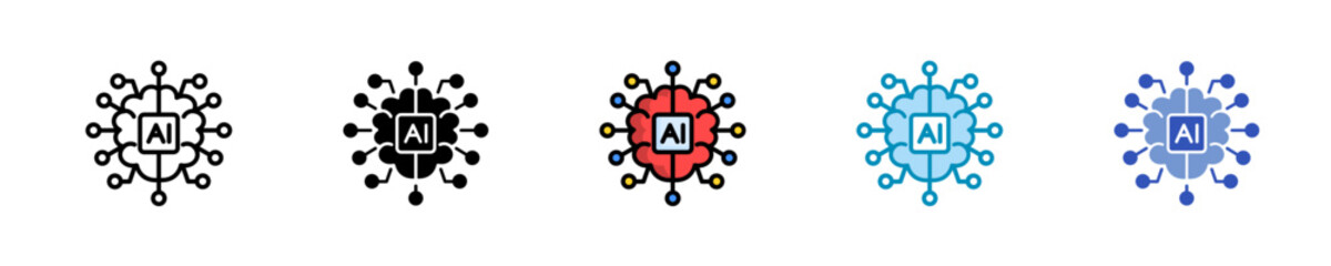 Artificial Intelligence  Icon Set Multiple Style Collection