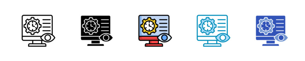 Real-Time Monitoring  Icon Set Multiple Style Collection