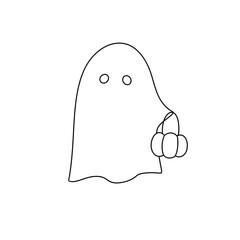 A ghost is holding a pumpkin and a pumpkin lantern