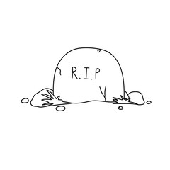 A stone with the word RIP written on it