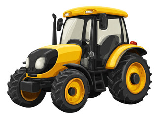 Fototapeta premium Yellow And Black Tractor With Transparent Background, PNG