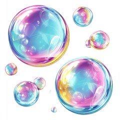 Colorful iridescent soap bubbles
