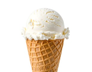 Vanilla ice cream in waffle cone